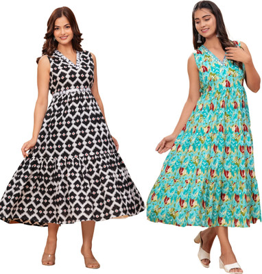 RD Fab Women Embroidered, Floral Print Anarkali Kurta(Black, Green)