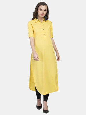 Aarsha Women Solid Straight Kurta(Yellow)
