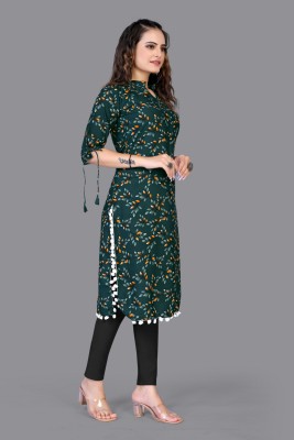 RADHE ENTERPRISE Women Printed Straight Kurta(Dark Green)