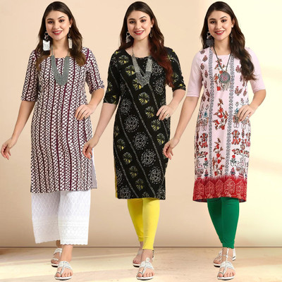 1 Stop Fashion Women Printed A-line Kurta(Multicolor)