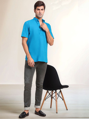 Moda Rapido Men Solid Straight Kurta(Light Blue)