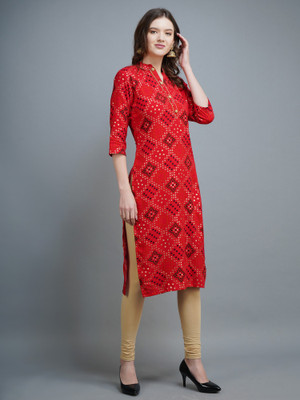 Parrv fashion Women Printed Straight Kurta(Red)