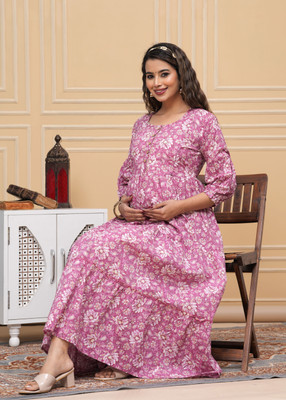 UrbanRang Women Printed Anarkali Kurta(Pink)