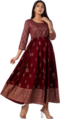 SavyTrendz Women Printed Anarkali Kurta(Maroon)