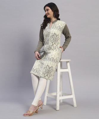 MOD YOUNG Women Printed Straight Kurta(Dark Green)