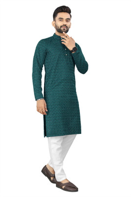TRUST OUS Men Printed A-line Kurta(Dark Blue)