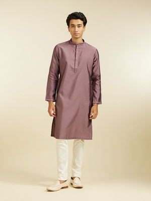 DIWAS by Manyavar Men Self Design Straight Kurta(Purple)