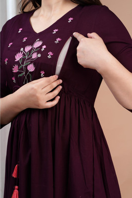 mayraa Women Embroidered Anarkali Kurta(Maroon)