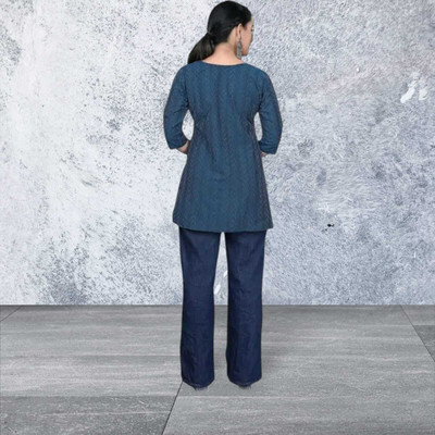 Rangrasiya Creation Women Striped A-line Kurta(Blue)