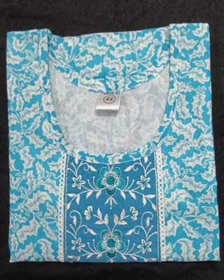 sadya attire Women Floral Print Straight Kurta(Blue)