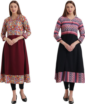 HouseOfCommon Women Kalamkari Anarkali Kurta(Black)