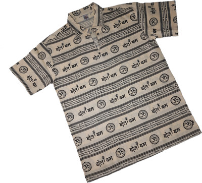 AXOLOTL Men Printed Straight Kurta(Beige)