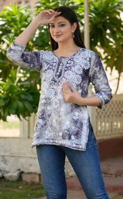 Divastri Women Chikan Embroidery Cape Top Kurta(Multicolor)