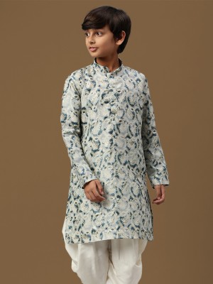 Sanwara Boys Printed Straight Kurta(Green)