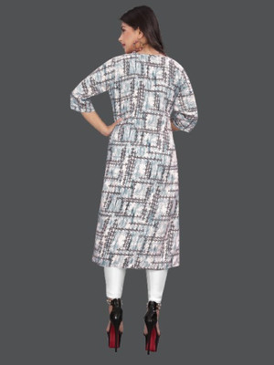 rajni rayon Women Printed Straight Kurta(Grey)