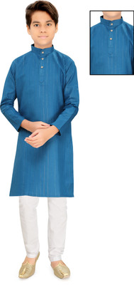 Brofun Boys Festive & Party Kurta and Pyjama Set(Blue Pack of 1)