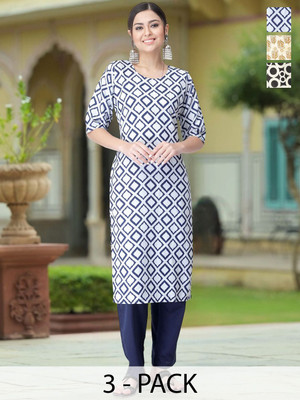 Moda Rapido Women Printed, Geometric Print A-line Kurta(Multicolor)