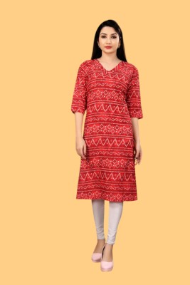 STYLESTATEMENT Women Printed Straight Kurta(Red)