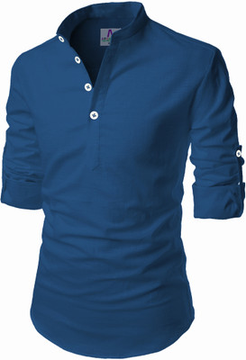 Apektra Men Solid A-line Kurta(Dark Blue)