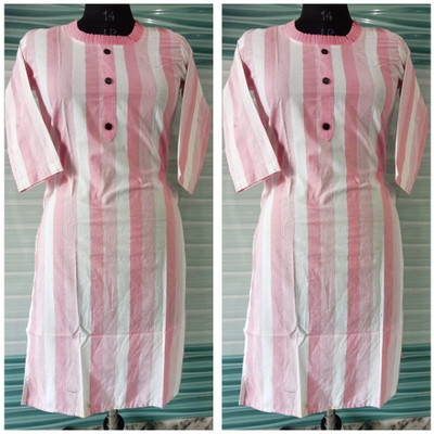 shadowenterpris Women Printed Straight Kurta(Pink)