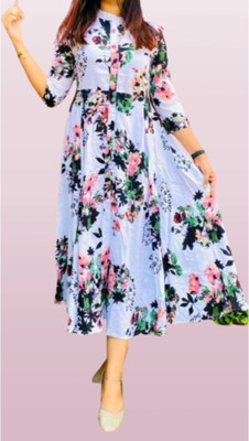 HOC's Women Floral Print Anarkali Kurta(Multicolor)