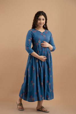 PURSHOTTAM WALA Women A-line Multicolor Midi/Calf Length Dress