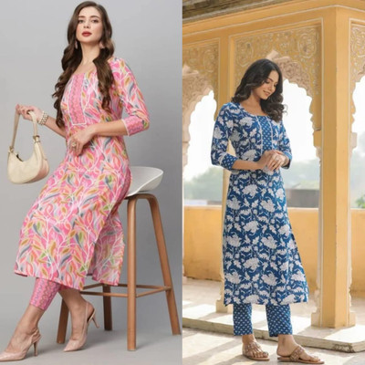 HOLY STAR WORLD Women Printed Straight Kurta(Multicolor)