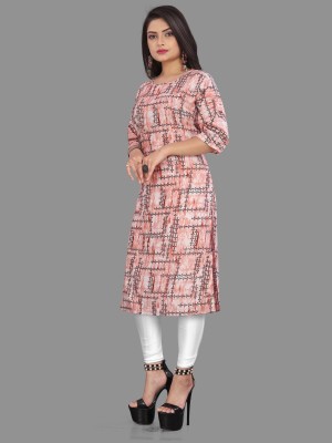 dharmanandan creation Women Printed Straight Kurta(Black, White, Pink)