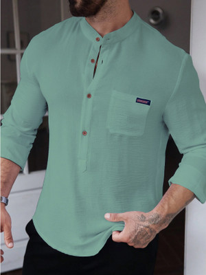COMBRAIDED Men Solid Straight Kurta(White)