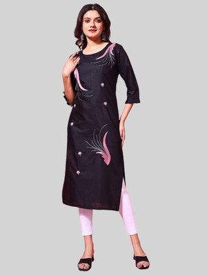 HouseOfCommon Women Printed Anarkali Kurta(Black)