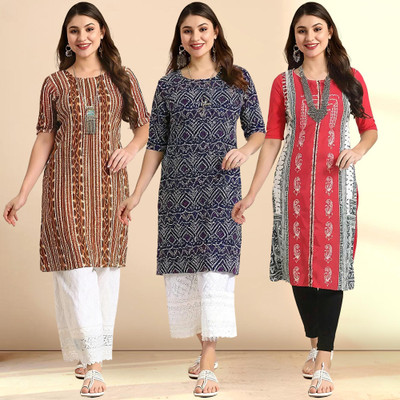 1 Stop Fashion Women Printed A-line Kurta(Multicolor)