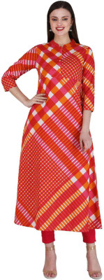 HouseOfCommon Women Printed Straight Kurta(Orange)