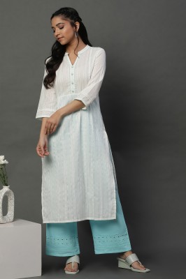 Aurelia Women Solid Straight Kurta(White)