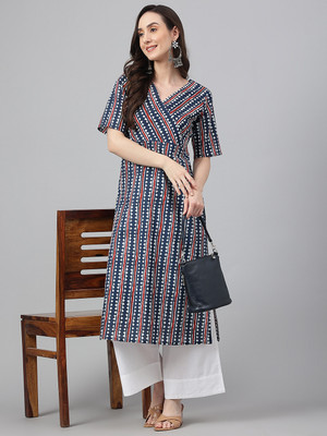 HouseOfCommon Women Striped Straight Kurta(Multicolor)