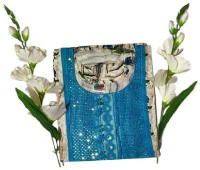 RIDDHI Girls Floral Print A-line Kurta(Blue)