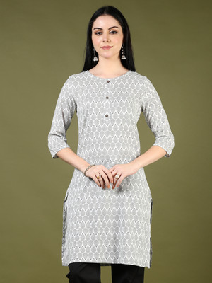 V-MART Women Printed A-line Kurta(Green, White)