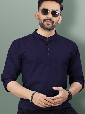 VeBNoR Men Solid Straight Kurta(Dark Blue)