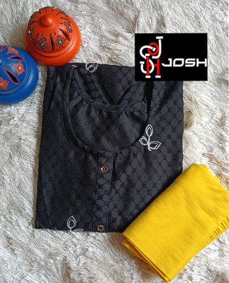 Josh Women Solid A-line Kurta(Black)
