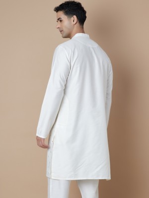 Melange by Lifestyle Men Embroidered Straight Kurta(White)