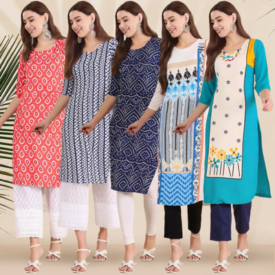 1 Stop Fashion Women Printed A-line Kurta(Multicolor)