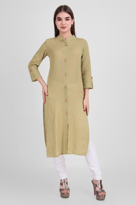 ravishree Women Solid Straight Kurta(Beige)