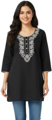 Suvee Women Embroidered Straight Kurta(Purple)