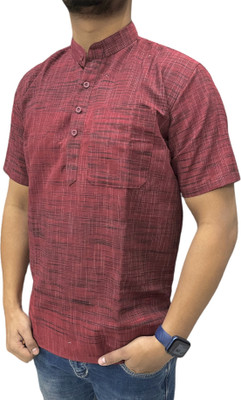 AFC Men Self Design Straight Kurta(Maroon)