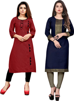 Maa Meladi Creation Women Solid Straight Kurta(Multicolor)