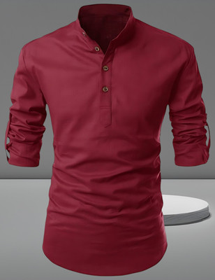 SELERSATHI Men Solid Straight Kurta(Maroon)