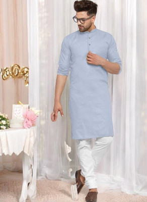 Krisha trend Men Solid Straight Kurta(Grey)
