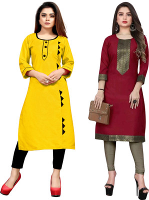 AAIKHODAL Women Solid Straight Kurta(Multicolor)