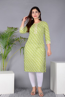 Vivan Enterprises Women Embroidered A-line Kurta(Green, White)