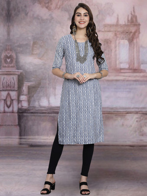 Moda Rapido Women Printed Straight Kurta(Multicolor)