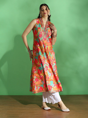 Globus Women Printed Anarkali Kurta(Multicolor)